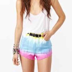 Nasty Gal x MinkPink Tie Dye Denim Shorts