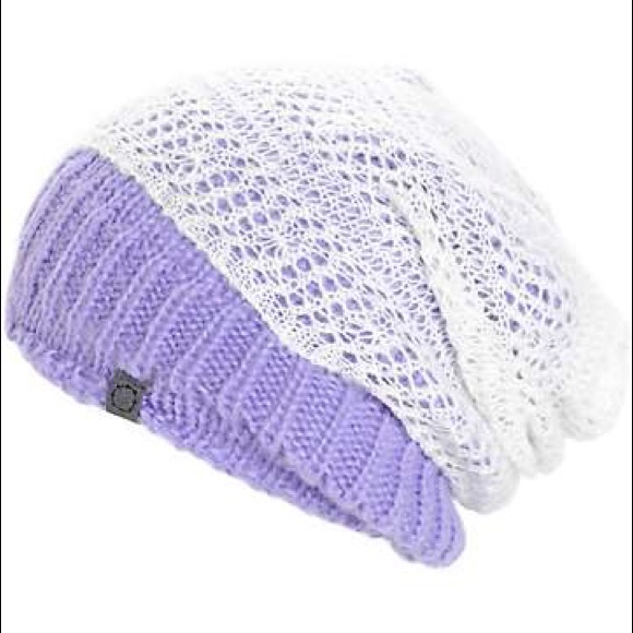 SOLD---- Zumiez Slouchy Beanie: Purple and Lace - Picture 2 of 4