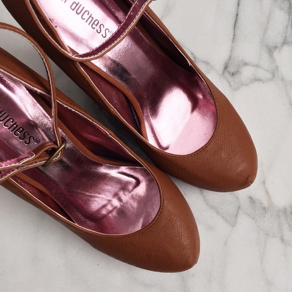 Brown Wedges with Ankle Strap - Picture 3 of 3