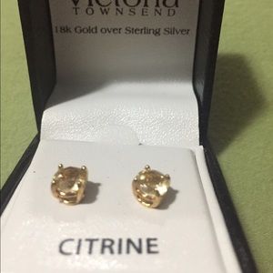 18k over sterling silver citrine stud earrings