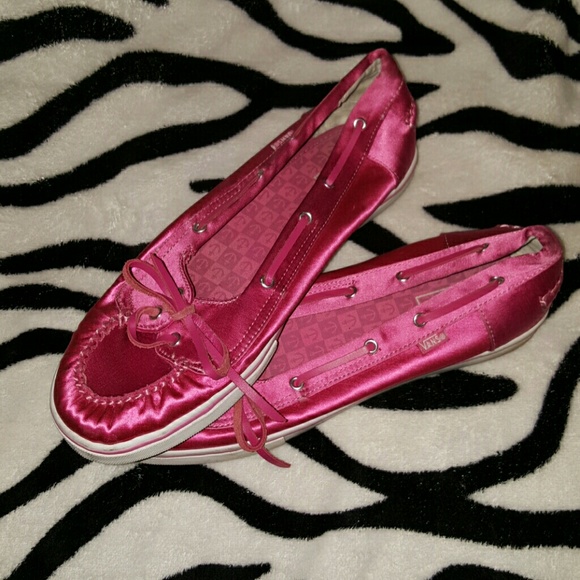 Unique Pink Vans Satin Loafers