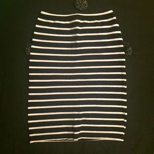 Forever 21 Black Striped Midi Skirt