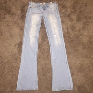 Hollister Long Light Wash Bootcut Wide Jeans