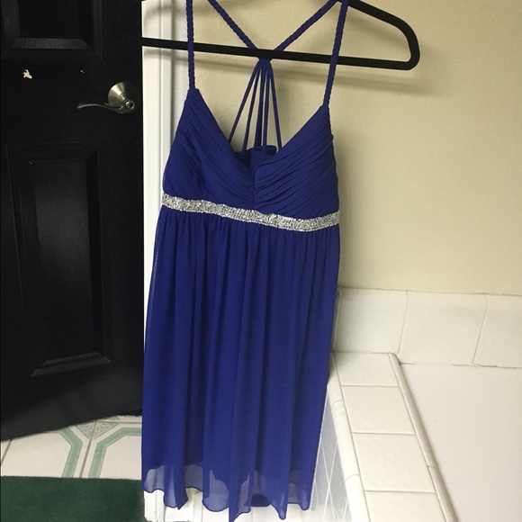 Blue dress size large with rhinestones