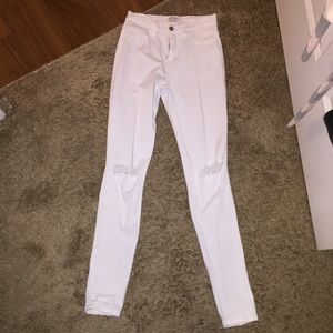 White High Waisted Denim Jeggings