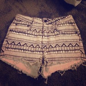 Black and white tribal print shorts