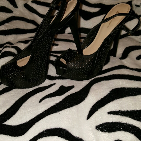 BCBGeneration Black Peep Toe Pumps