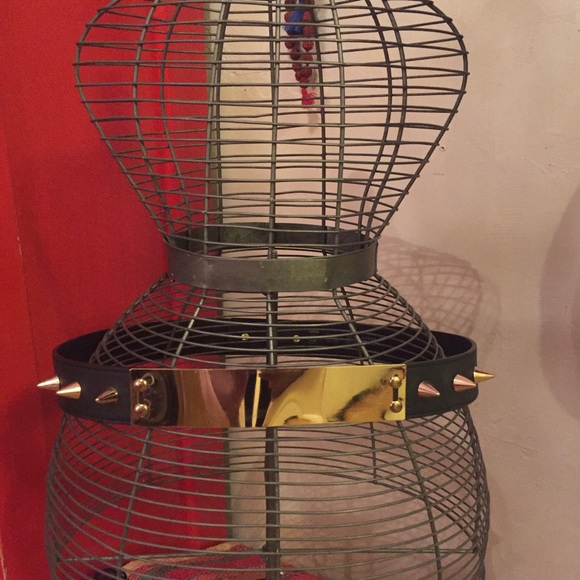 Leather, metal spike belt