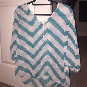 White and turquoise top!