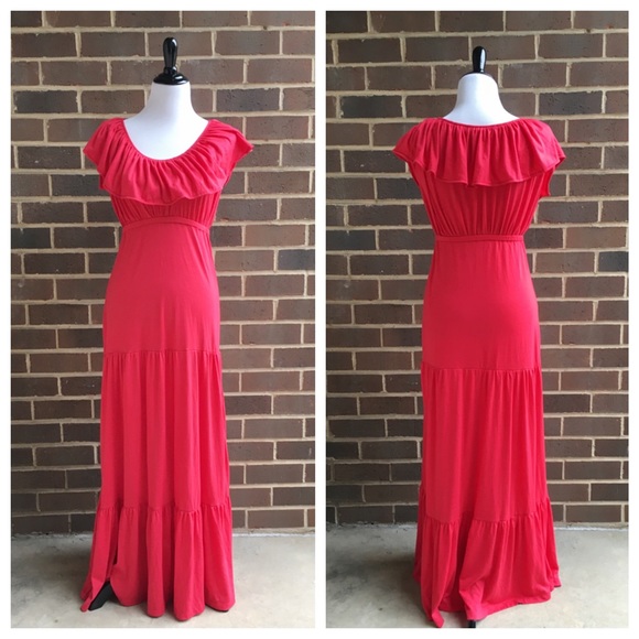 Shabby Apple Jersey Coral Maxi Dress