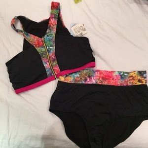 Patterned Bikini wth Zip Front