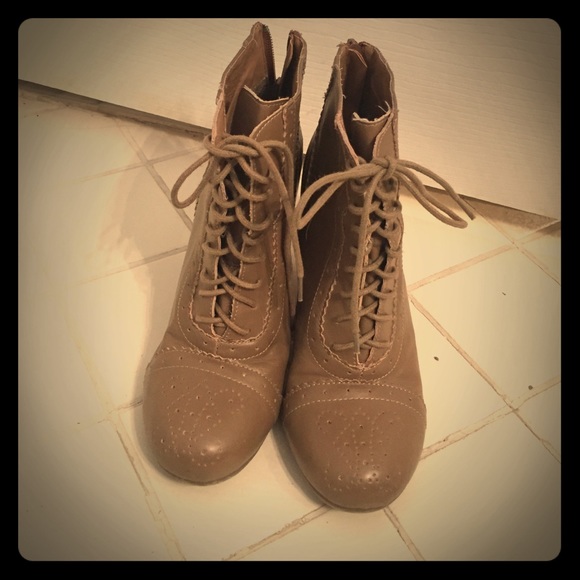 Unionbay combat boot wedges. Color- tan. Size-8