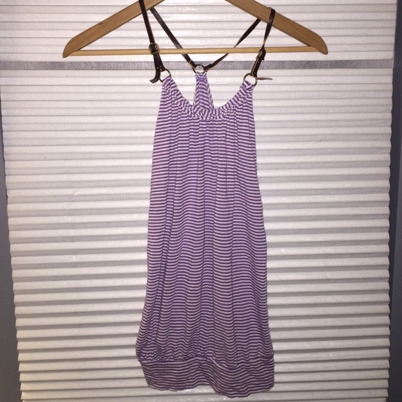Wet Seal striped tank w/ leather straps- Size S - Picture 1 of 2