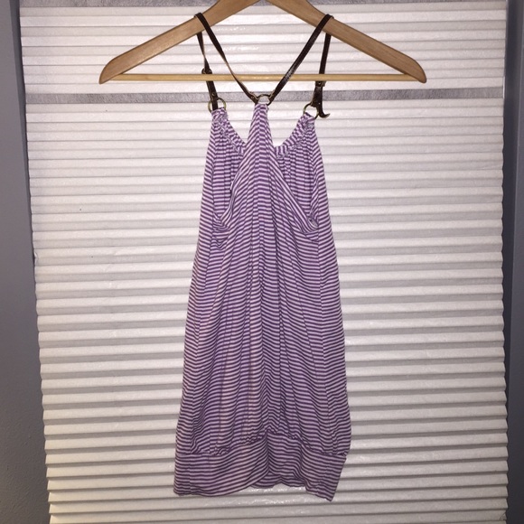Wet Seal striped tank w/ leather straps- Size S - Picture 2 of 2