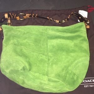 NWT green suede coach bag