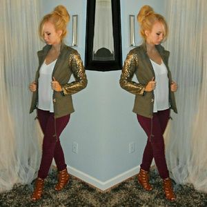 Sequin Sleeved Military Jacket