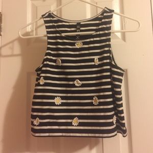 floral striped crop top