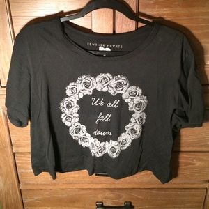 Urban Outfitters Black crop top with roses