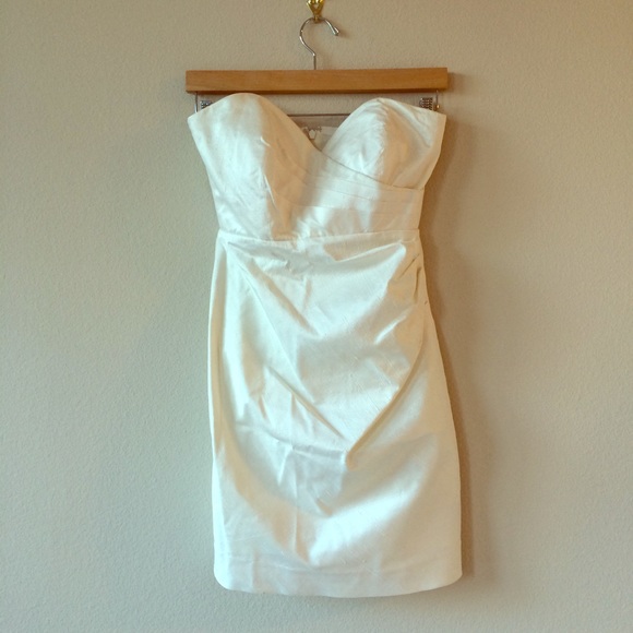 Eliza J Silk strapless white dress