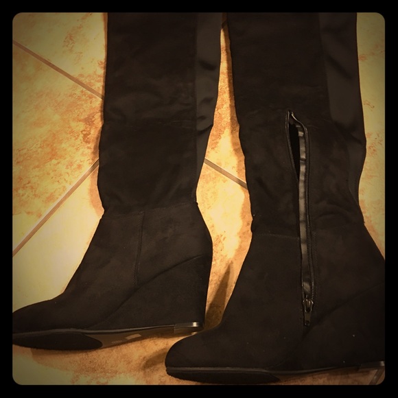 New Chinese Laundry black suede knee high boots
