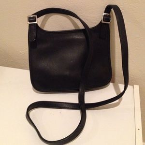 Small black leather Coach crossbody purse
