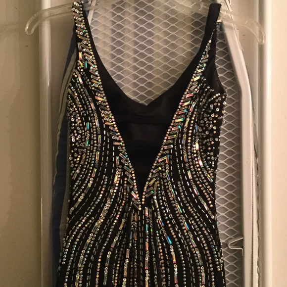 Black Beaded Prom/Pageant Dress - Picture 2 of 4