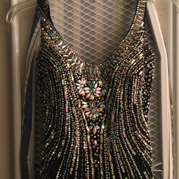 Black Beaded Prom/Pageant Dress - Picture 3 of 4