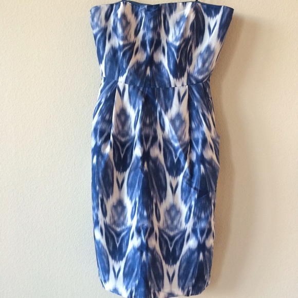 Jcrew collection silk strapless ikat dress