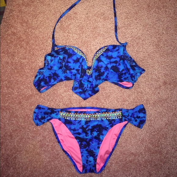 Victoria's Secret PINK Blue Tie-Dye Swimsuit S