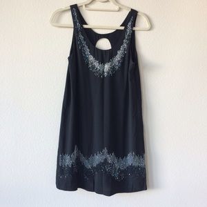 M M Couture black slip dress with beaded details