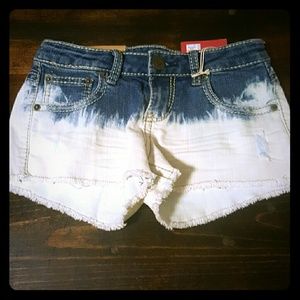 Bleach dip denim shorts