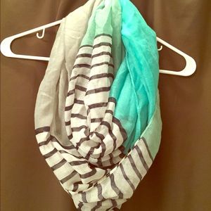 Teal/mint/striped infinity scarf