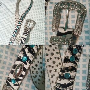 Zebra bling belt