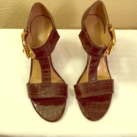 Two-tone Brown/Camel croc heels