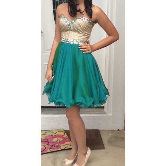 Sherri Hill Short Teal Dress