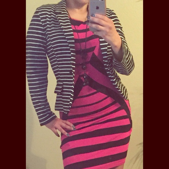 Black-and-white striped blazer