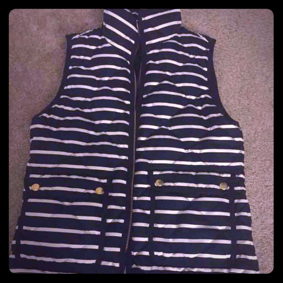 BLUE AND WHITE JCREW VEST