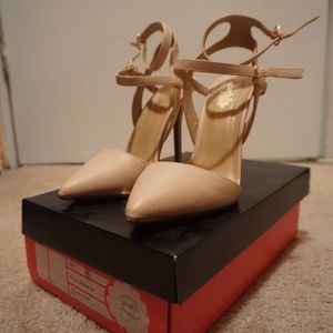 Tan Double Ankle Strap Heels