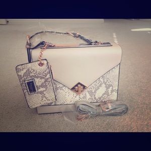 Nwt Dune snakeskin and rose gold handbag