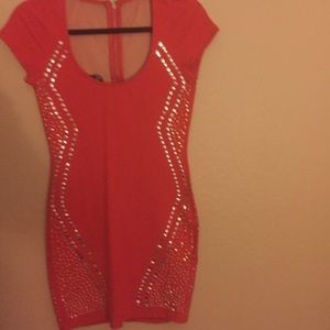 Orange bebe dress size M one time wore only