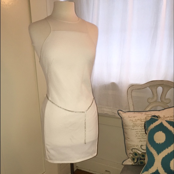 White cotton and mesh dress