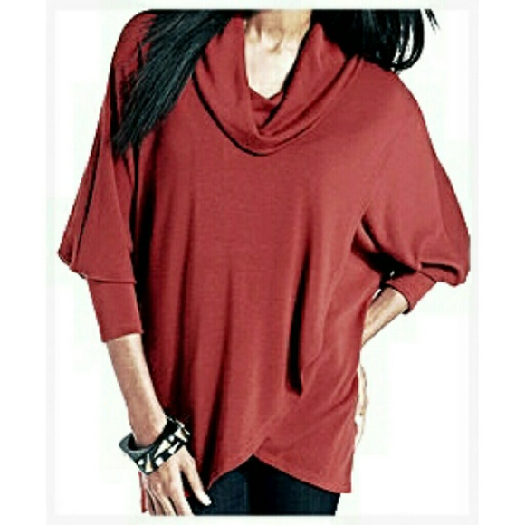 Joseph A. dolman sleeve cowl neck foldover sweater