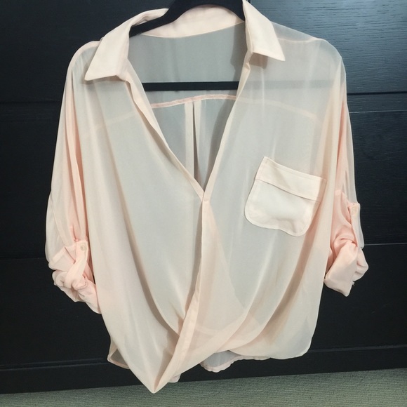 Sheer coral pink blouse