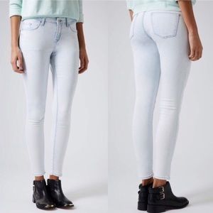 Topshop Leigh Moto Bleach Stone Jeans