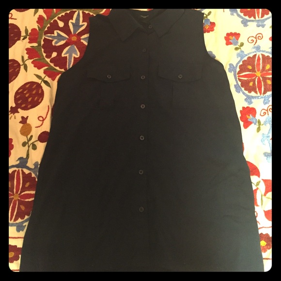 Navy blue sleeveless button up