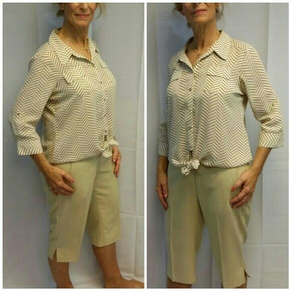 INVESTMENTS, Tie Front Hem, size Large - Picture 5 of 8