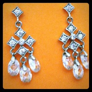 Sterling Silver/Cubic Zirconia Chandelier Earrings