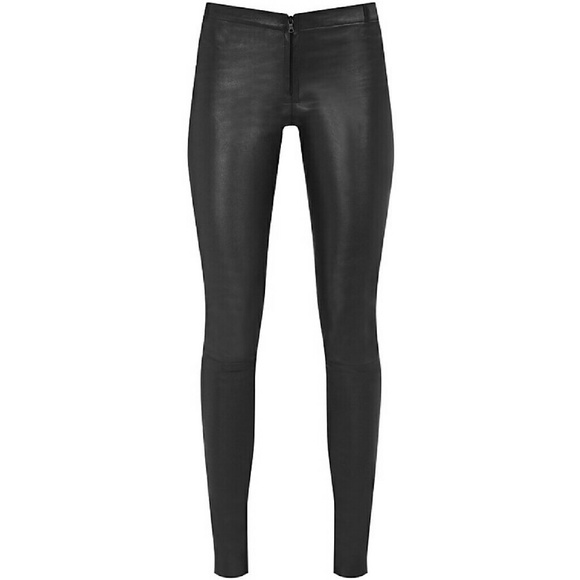 Alice and Olivia Zip in front leather leggings