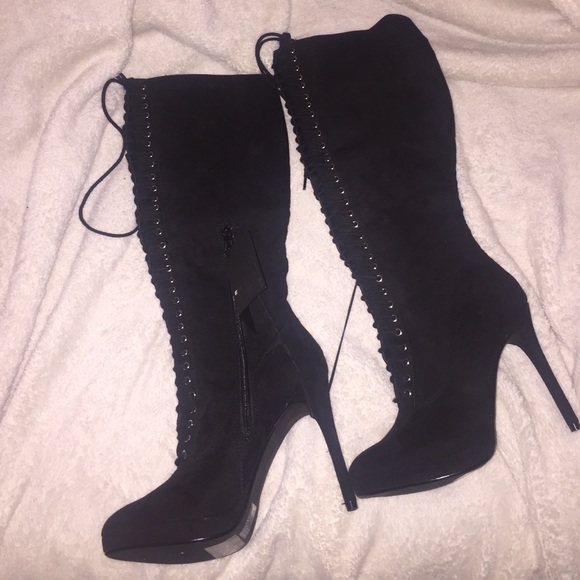 NWT LACE UP HIGH HEEL BOOTS