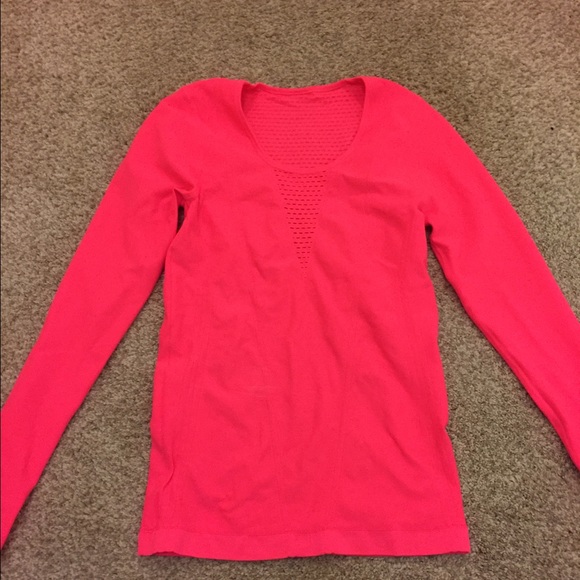 Bright pink long sleeve shirt with thumb holes